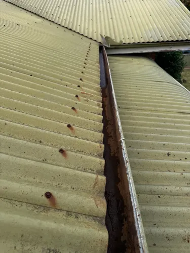 A freshly cleaned gutter